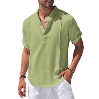 Мъжка ежедневна риза с къс ръкав в стил Henley, 5цвята - 023 - 023, снимка 3 - Ризи - 39222692