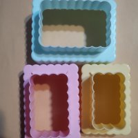3 бр правоъгълник пластмасови двустранни форми резци рамки рамка табели сладки тесто бисквитки форми, снимка 2 - Форми - 33704281