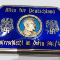 Изключително рядка сребърна табакера с емайл и с лика на фюрера, снимка 1 - Антикварни и старинни предмети - 35192670