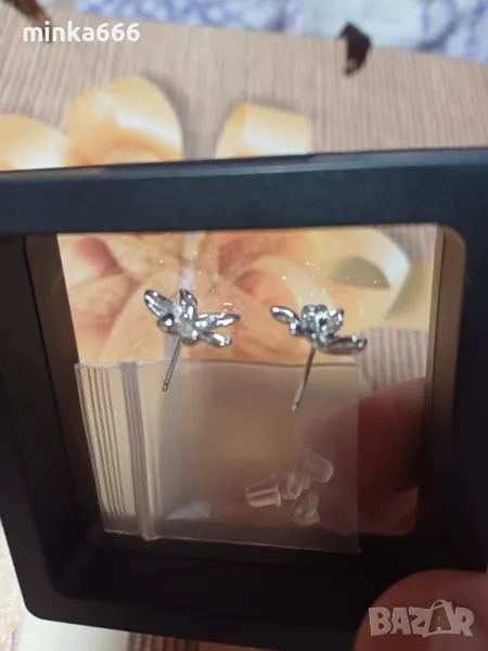Сребърни обеци еделвайс., снимка 1
