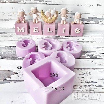 сет 5 Агънца овце овца силиконов молд форма калъп гипс кубчета форми гипсови фигурки с имена, снимка 1