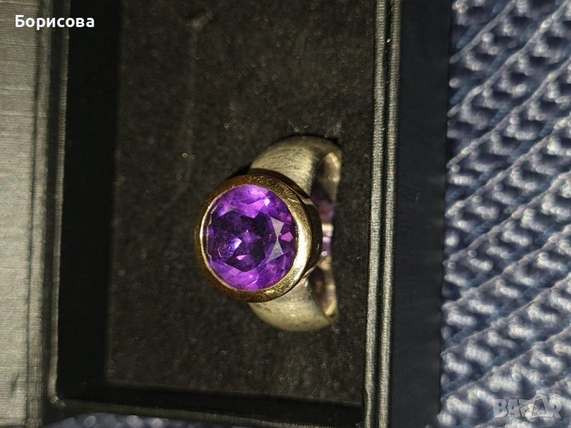 Дамски сребърен пръстен с аметист , снимка 1