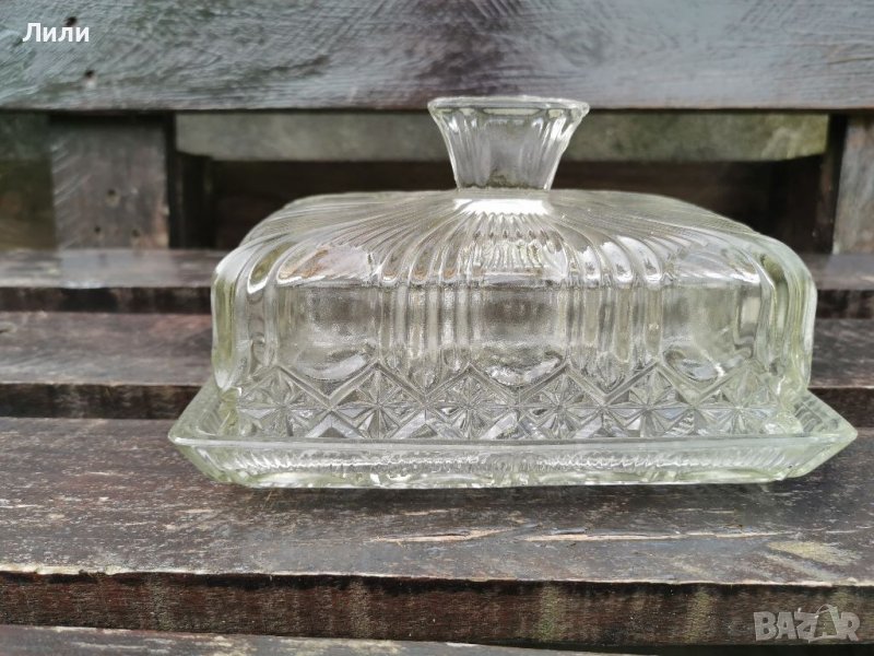 Кристален масларник, бутерниера, съд за масло, снимка 1