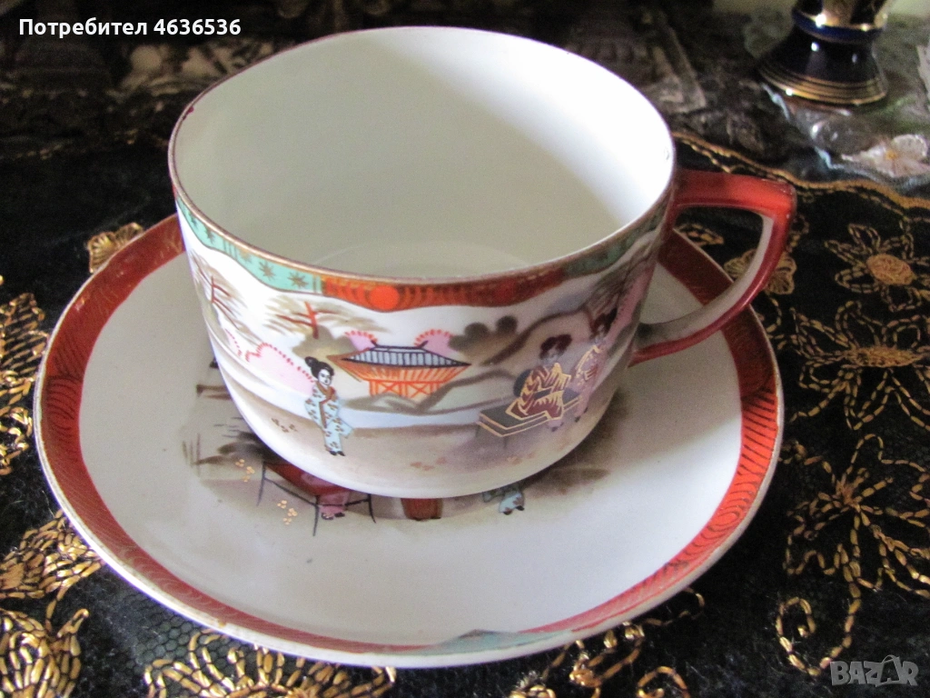 Японски К-т Чашка за чай, чинйка костен порцелан , маркирани, снимка 1