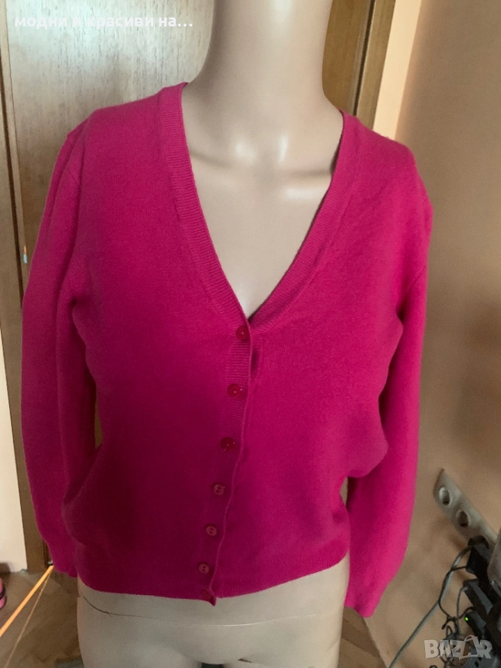 Жилетка Benetton  цвят фуксия ( мерино,, снимка 1
