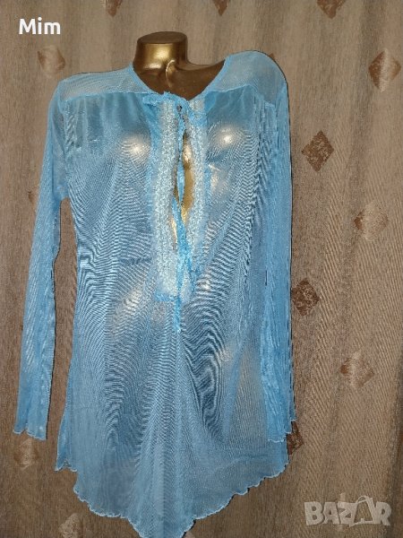 L/XL  Светло синя, прозрачна блуза/ туника/, снимка 1