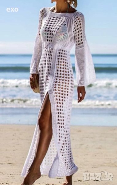 Дълга плажна рокля, Бяла рокля, Плажна рокля, Секси плажна рокля, снимка 1
