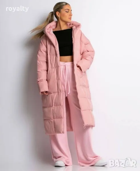 Розово дълго зимно дамско яке , снимка 1