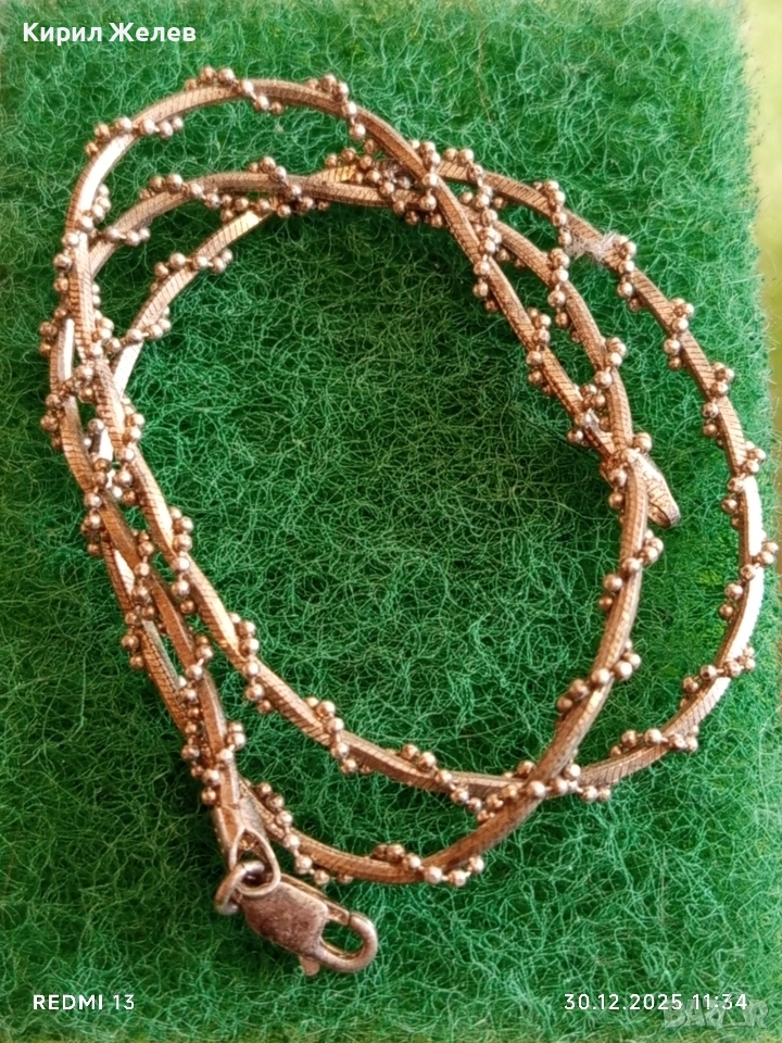 Артистичен сребърен ланец уникална много красива плетка майсторска изработка 52371, снимка 1