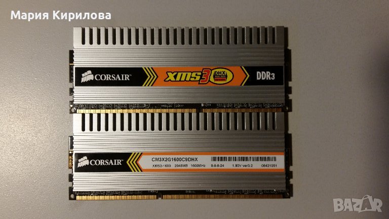 RAM памет CORSAIR XMS3, 4 Gb (кит 2х2Gb), DDR3 1600 Mhz, 1.80v, снимка 1