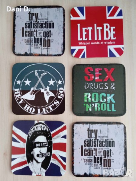комплект от 6 коркови подложки за чаши от Лондон, снимка 1