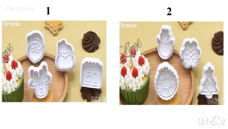 Коледни резци с бутало – 2 модела - еленче, календар / венец, снежинка, снимка 1