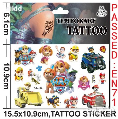 7 вида Пес патрул Paw patrol кучета Tattoo татос татуировка временна детска татоси татуси, снимка 1