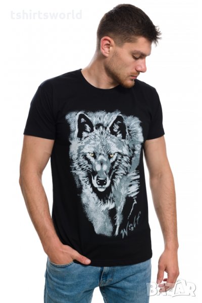 Нова мъжка тениска с дигитален печат Сив Вълк, Серия Вълци, снимка 1