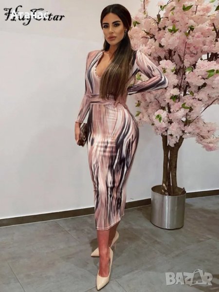 Дълга дамска рокля пепел от рози , снимка 1