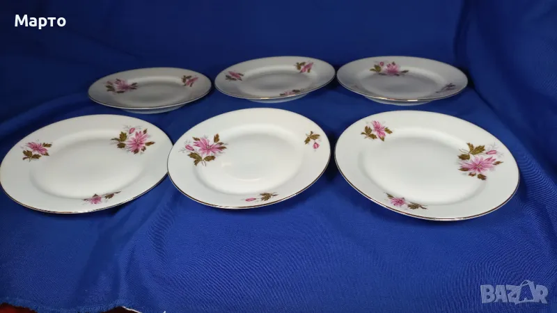 Български, порцеланови, десертни чинии, 6 бр, снимка 1