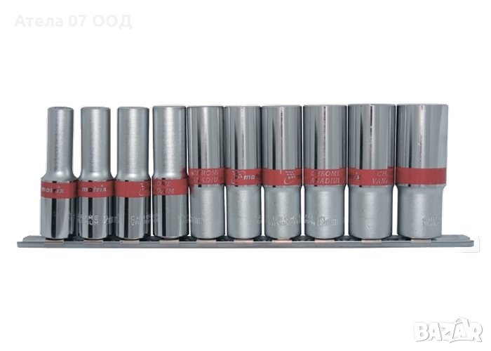 Комплект вложки УДЪЛЖЕНИ 1/2", 6-стенни, 10 бр., 10-22 mm, снимка 1