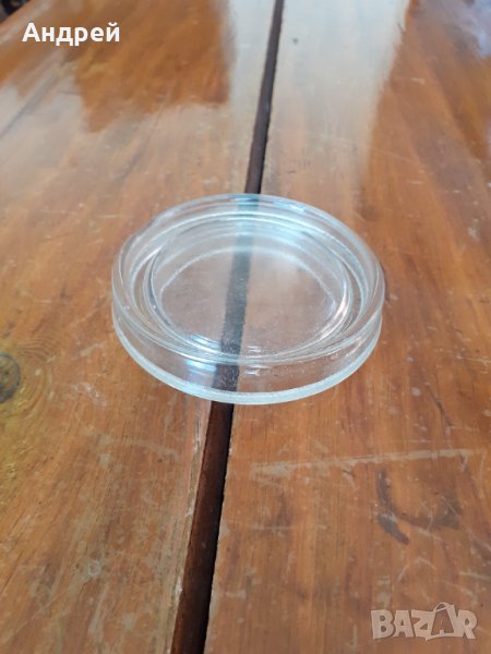 Стар стъклен капак за буркан, снимка 1
