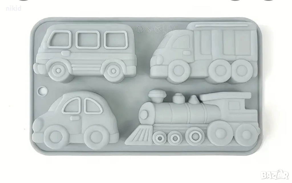 Автомобил кола Автобус Камион Влак дълбоки силиконов молд форма фондан шоколад гипс сапун декор, снимка 1