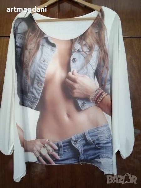 Дамска 3Д блуза със закачлив акцент , снимка 1