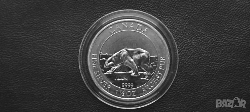 1.5 oz унции 8 Долара 2013 Сребърна монета от серията „Диви животни“- Канада 1.5oz Мечка Сребро 999, снимка 1