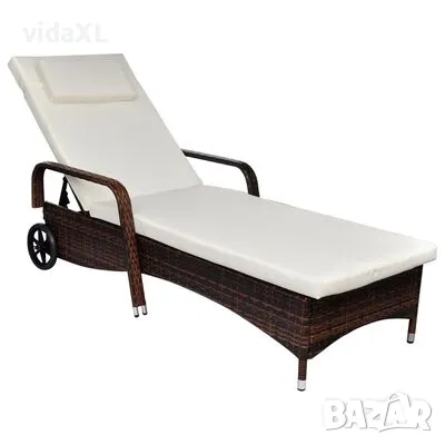 vidaXL Шезлонг с шалте и колелца(SKU:42476, снимка 1