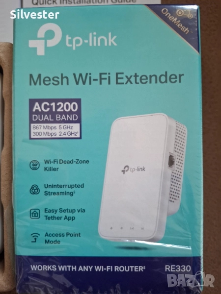 Разширител/Усилвател на обхват за Wi-Fi, RE330 AC1200 Mesh Wi-Fi Extender, снимка 1