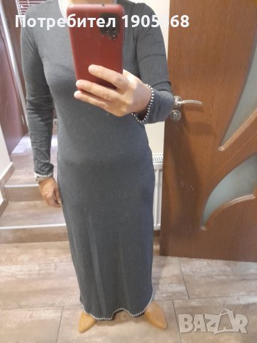 Дълга дамска рокля в цвят графит , снимка 3 - Рокли - 38052442