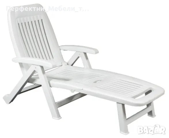 Сгъваем шезлонг Италия,наличен-бял,зелен,бежев цвят-колела и подлакътници, снимка 3 - Градински мебели, декорация  - 49665417