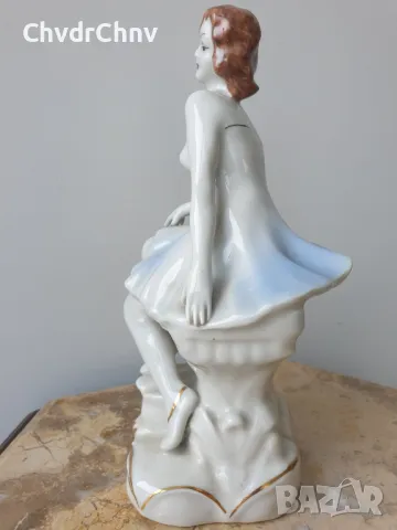 Стара българска порцеланова фигура на жена-балерина/статуетка 23см, снимка 2 - Статуетки - 49182689