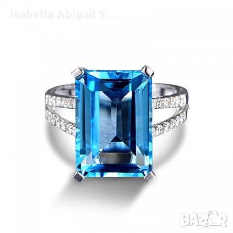 Женски пръстен с масивен аквамарин, снимка 9 - Пръстени - 30617844