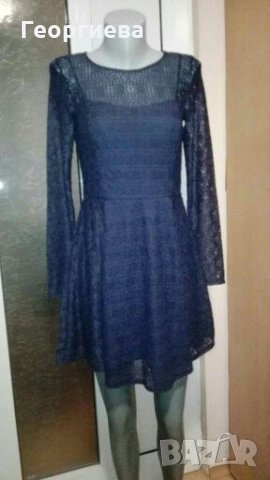 Луксозна синя рокля на Н&М, от дантела - ПРОМОЦИЯ👗🌹S/M,M👗🌹арт.871
