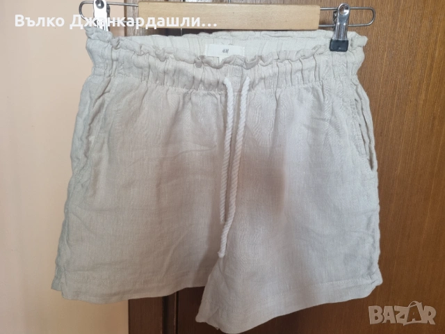 Дамски ленени панталони H&M, размер XS, снимка 5 - Къси панталони и бермуди - 53096037