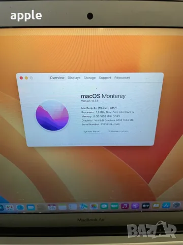 ОТЛИЧЕН 13" Core i5 MacBook Air А1466 (2017)-8GB RAM/256GB SSD, снимка 8 - Лаптопи за работа - 51419809