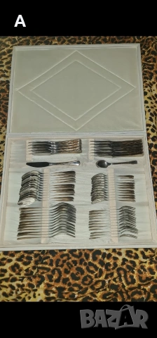 Луксозен комплект за хранене с позлата , нов