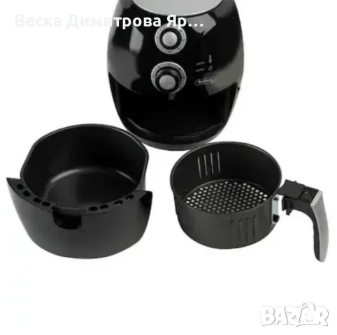 Фритюрник AirFryer Rosberg Premium RP51980C, 1600W, 3л., Горещ въздух, Таймер, до 200°C, Черен, снимка 2 - Фритюрници - 47583420