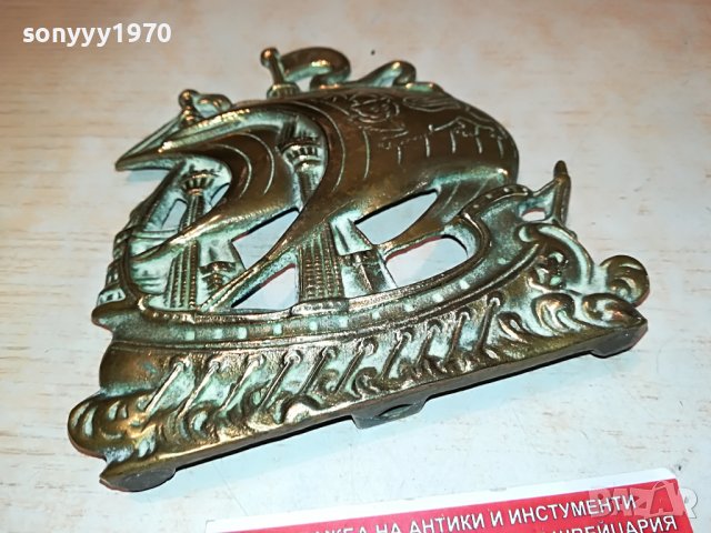 КОРАБ-МЕД МЕСИНГ-MADE IN ENGLAND 2405221441, снимка 3 - Антикварни и старинни предмети - 36861351