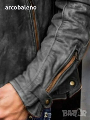 Ликвидация! Мъжко яке от еко кожа със стойка и яка - Доставка 24 часа, снимка 3 - Якета - 39349460