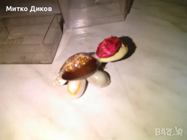 Миниатюрна костенурка от морски дарове ръчно направена с подарък морско око, снимка 3 - Декорация за дома - 49798105