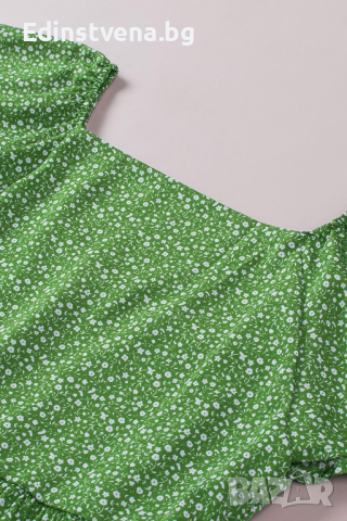 Дамски зелен топ с флорален принт, макси размери, снимка 11 - Корсети, бюстиета, топове - 44743388