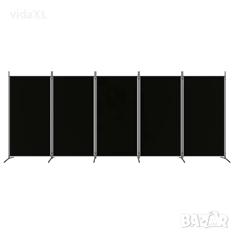 vidaXL Параван за стая, 5 панела, черен, 433x180 см, плат, снимка 3 - Паравани - 56147211
