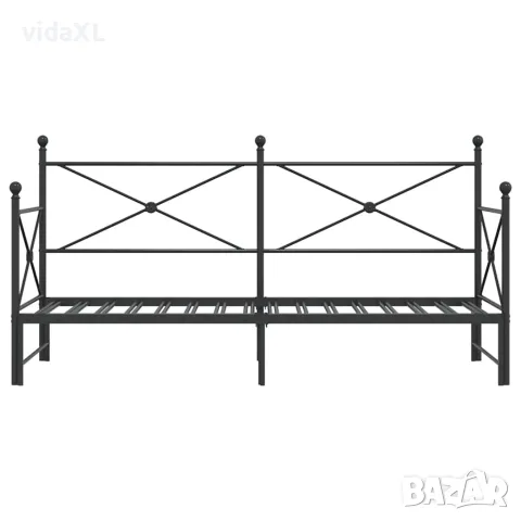 vidaXL Дневна спалня с багажник без матрак Черно 90x200 cm Стомана, снимка 6 - Спални и легла - 56147494