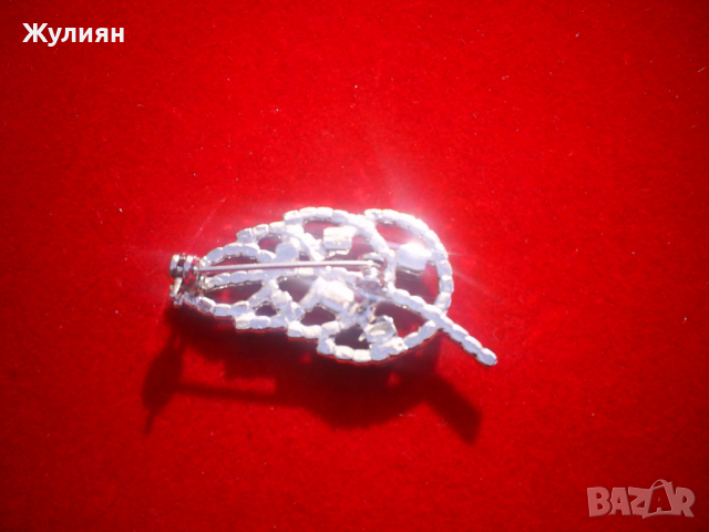 БРОШКА ЛИСТО, снимка 4 - Антикварни и старинни предмети - 36421949