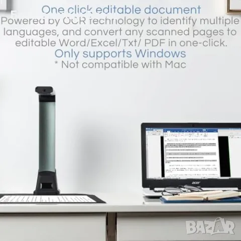 Нов Сгъваем Скенер за документи A4 8MP LED OCR PDF Word Excel USB, снимка 3 - Друга електроника - 49278630