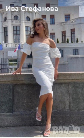 Нова бяла елегантна рокля Mohito парти коктейлелна буфан ръкав , снимка 6 - Рокли - 44758530