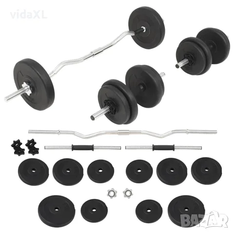 vidaXL Комплект щанга и дъмбели, 30 кг