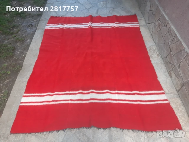 Ретро голямо вълнено одеяло - НОВО, снимка 2 - Антикварни и старинни предмети - 51241179