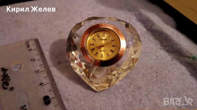 КРАСИВ КВАРЦОВ НАСТОЛЕН МИНИ ЧАСОВНИК СЪРЦЕВИДЕН ФАСЕТИРАН КРИСТАЛ 26298, снимка 4 - Декорация за дома - 38893510