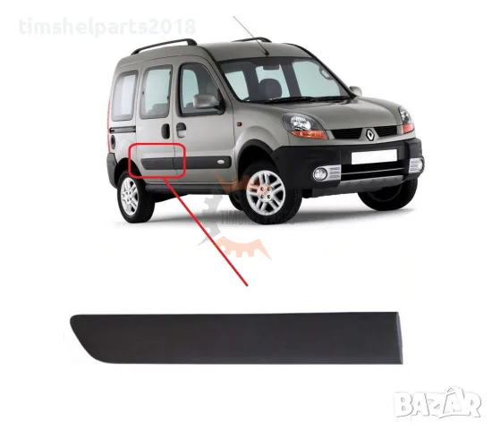 Покривна защитна лайстна, Задна врата за Renault Kangoo 2003-2008 - Пасажерска страна