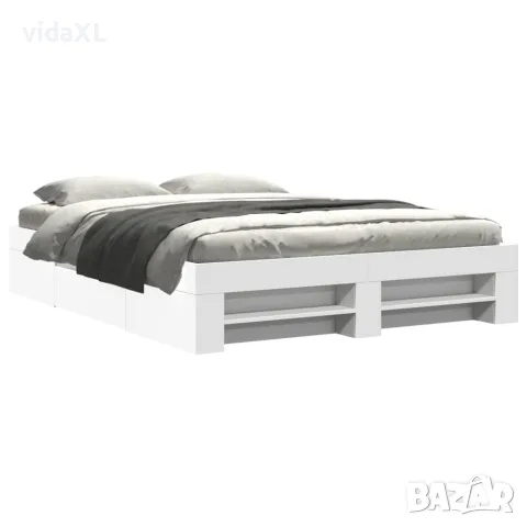 vidaXL Рамка за легло без матрак Бяла 160x200 см инженерно дърво